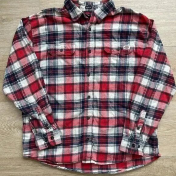 Dickies Men's Plaid Long Sleeve Button Down Flannel Shirt Relaxed Fit Sz L - Picture 1 of 8